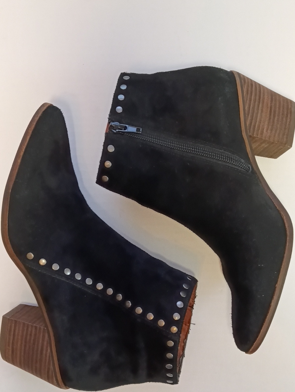 Black Suede Studded Point Toe Ankle Boots